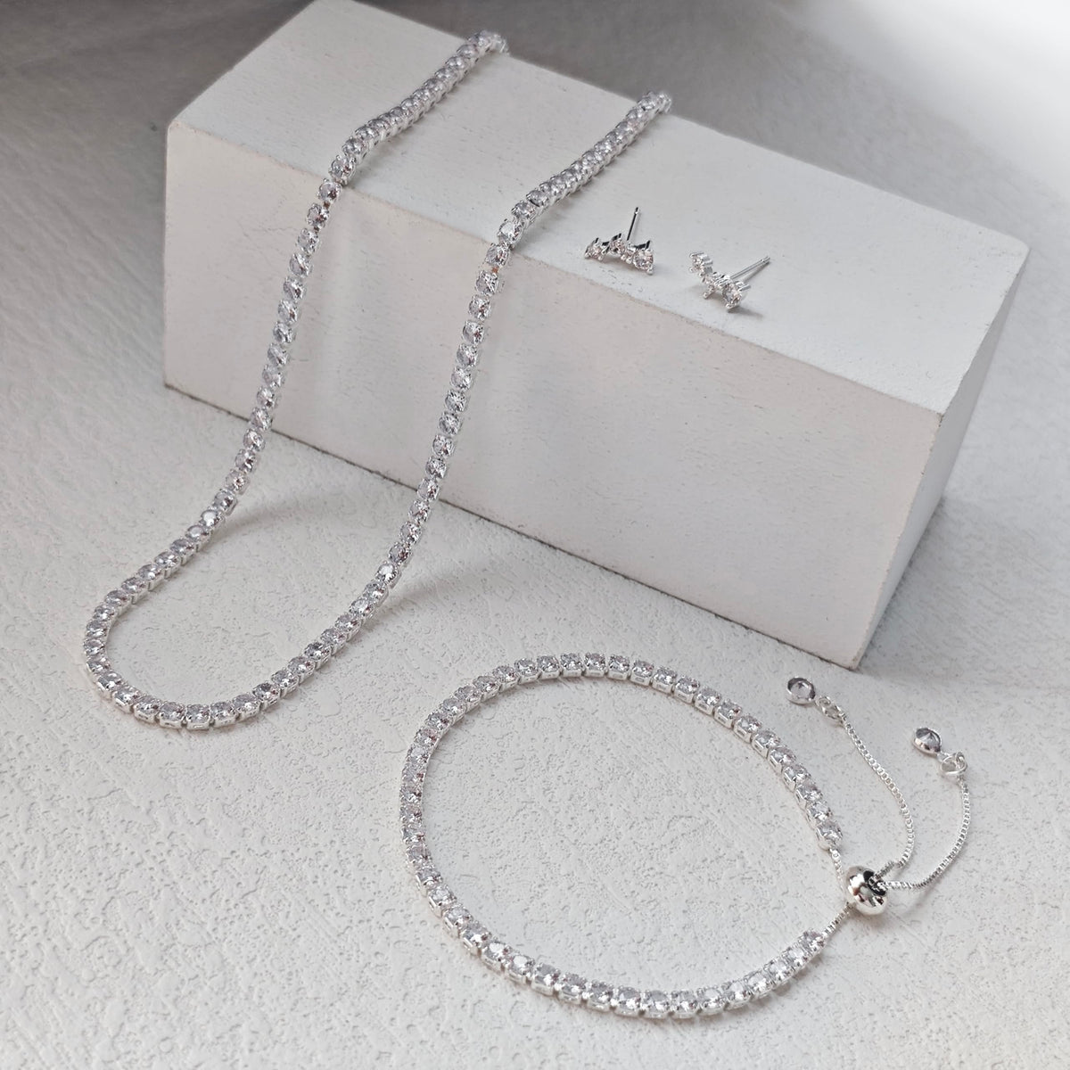 Tennis Necklace Bracelet for Women Dainty Sterling Sliver - LULII Official Imagery - 8