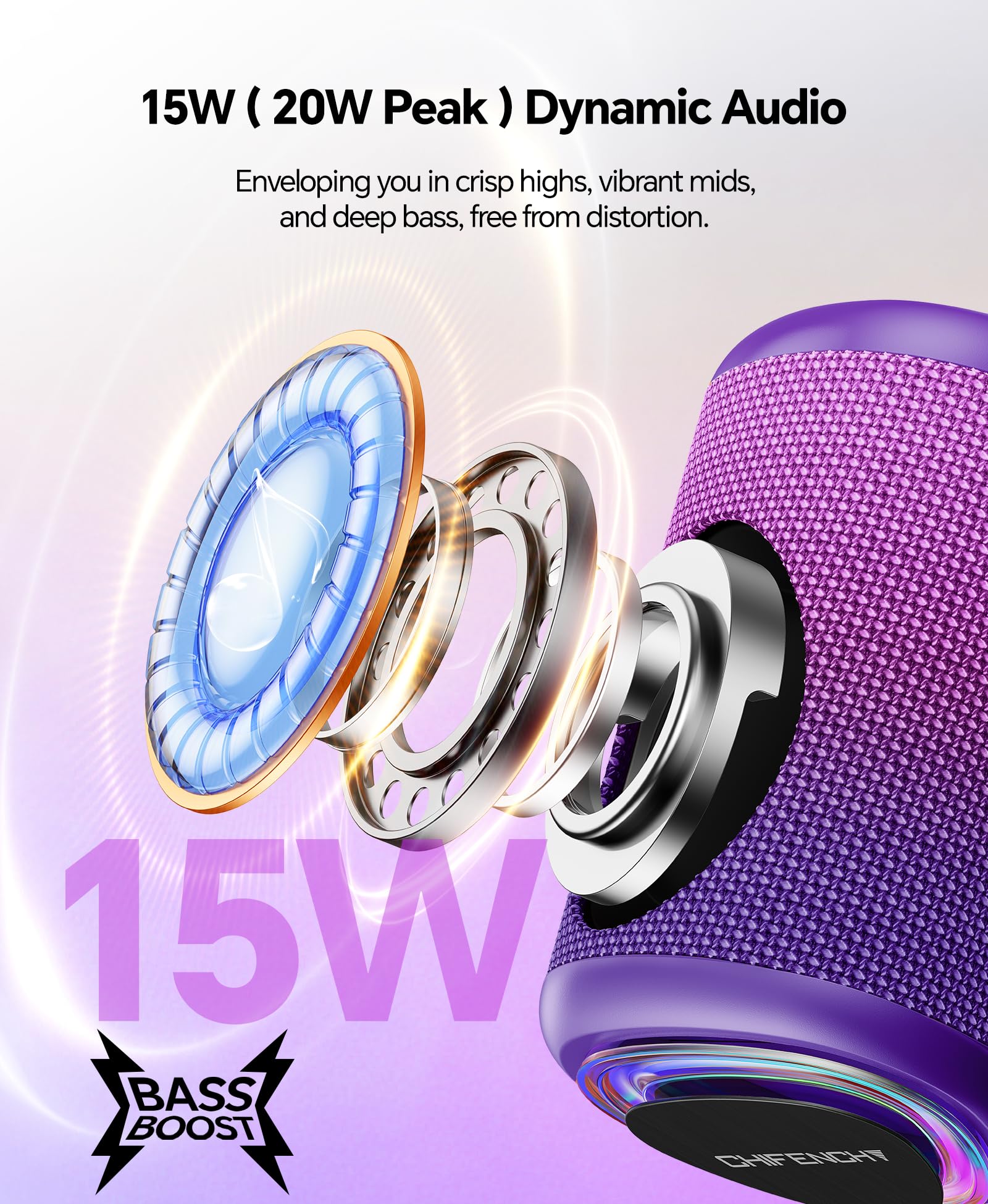 CHIFENCHY Portable Bluetooth Speaker Beach Essentials: IPX5 Water by CHIFENCHY - Angle View 2