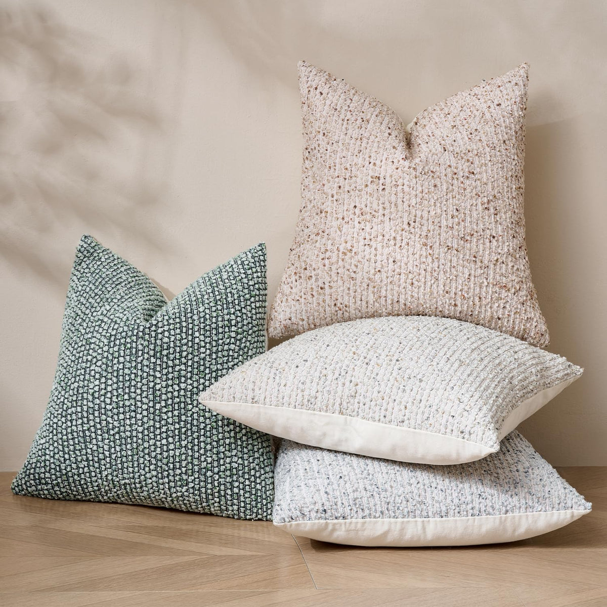 Striped Throw Pillow Covers 18x18 Set of 2 Green Textured - DEZENE Official Imagery - 7