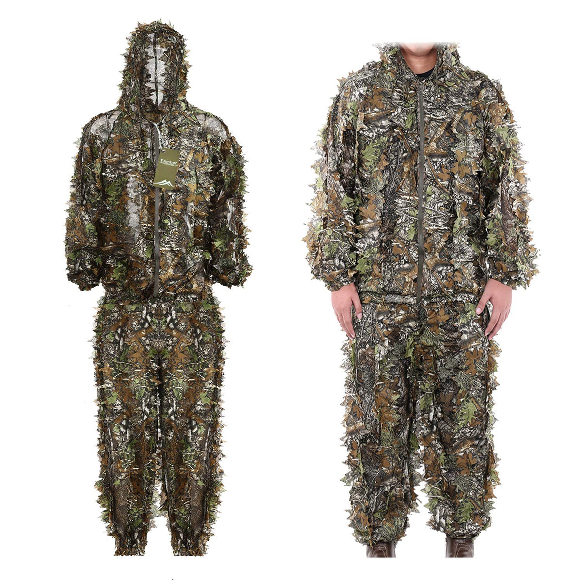 Ghillie Suit Gilly 3D Leafy Camo Cloth Youth Hunting Airsoft - EAmber Official Imagery - 3