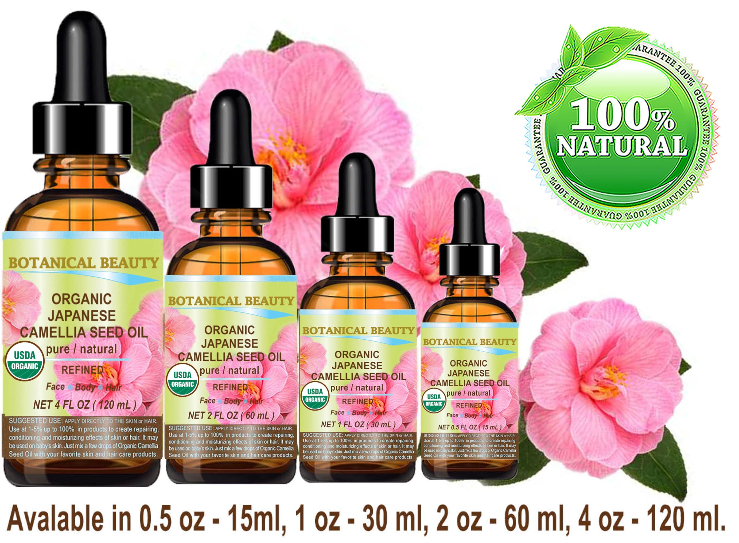 Botanical Beauty Japanese ORGANIC CAMELLIA Seed Oil. 100% Pure - Botanical Beauty