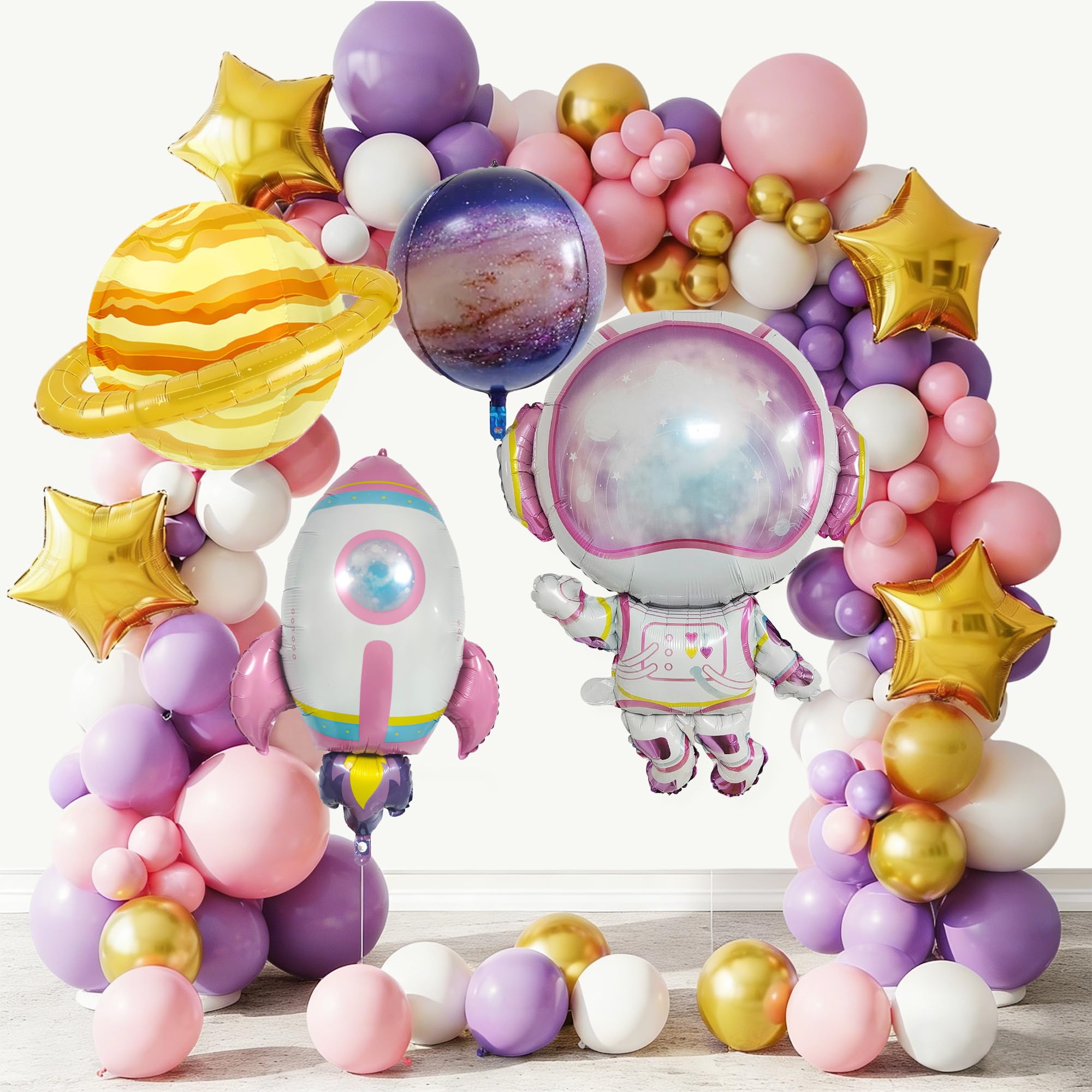108PCS Pink Space Balloon Arch Kit for Girls – Dreamy Astronaut - Product Imagery