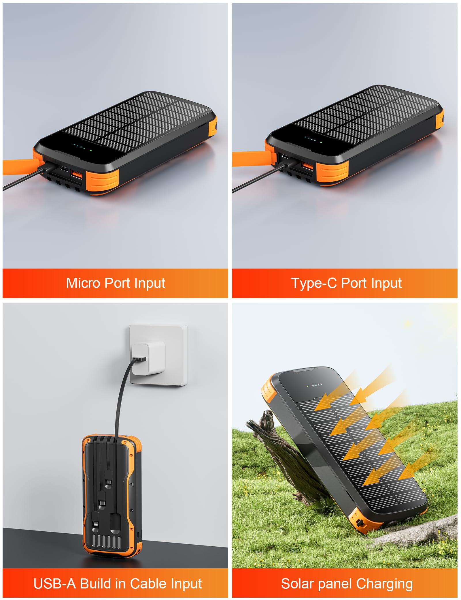 Solar Power Bank 40000mAh Portable Charger PD 20W Fast - MINRISE Official Imagery - 4