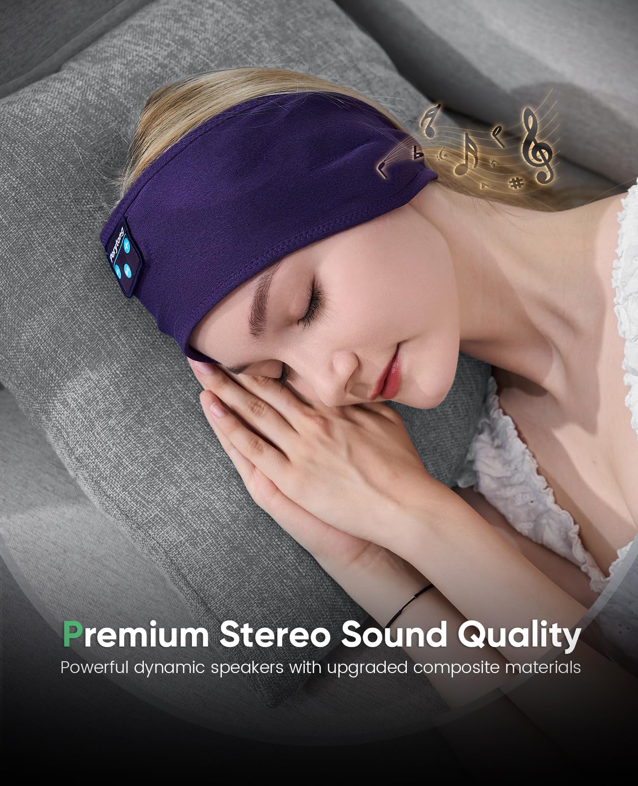 Perytong Sleep Headphones Sleeping Bluetooth Headband, Soft Headphone - View 7
