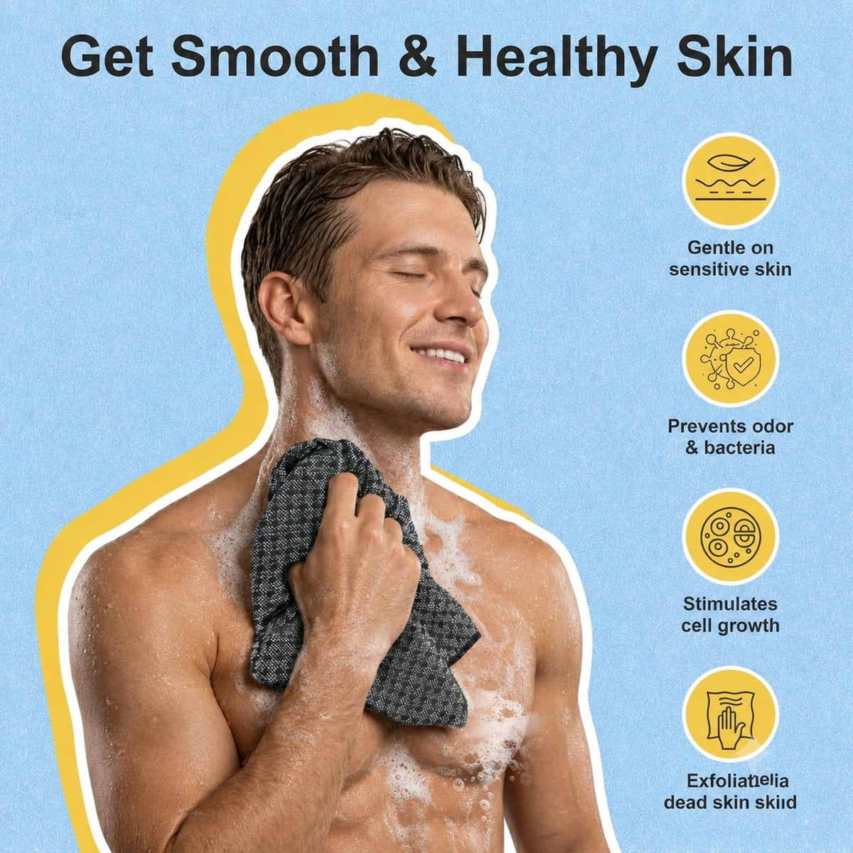 2 Pack Exfoliating Washcloth Towels - Yiclick Official Imagery - 5