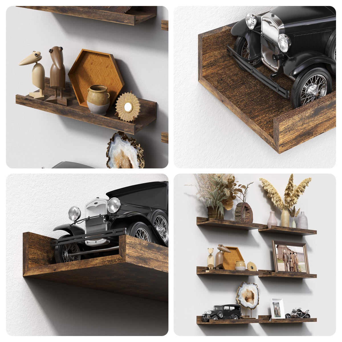 upsimples Floating Shelves for Wall Decor and Storage Brown - upsimples Official Imagery - 7
