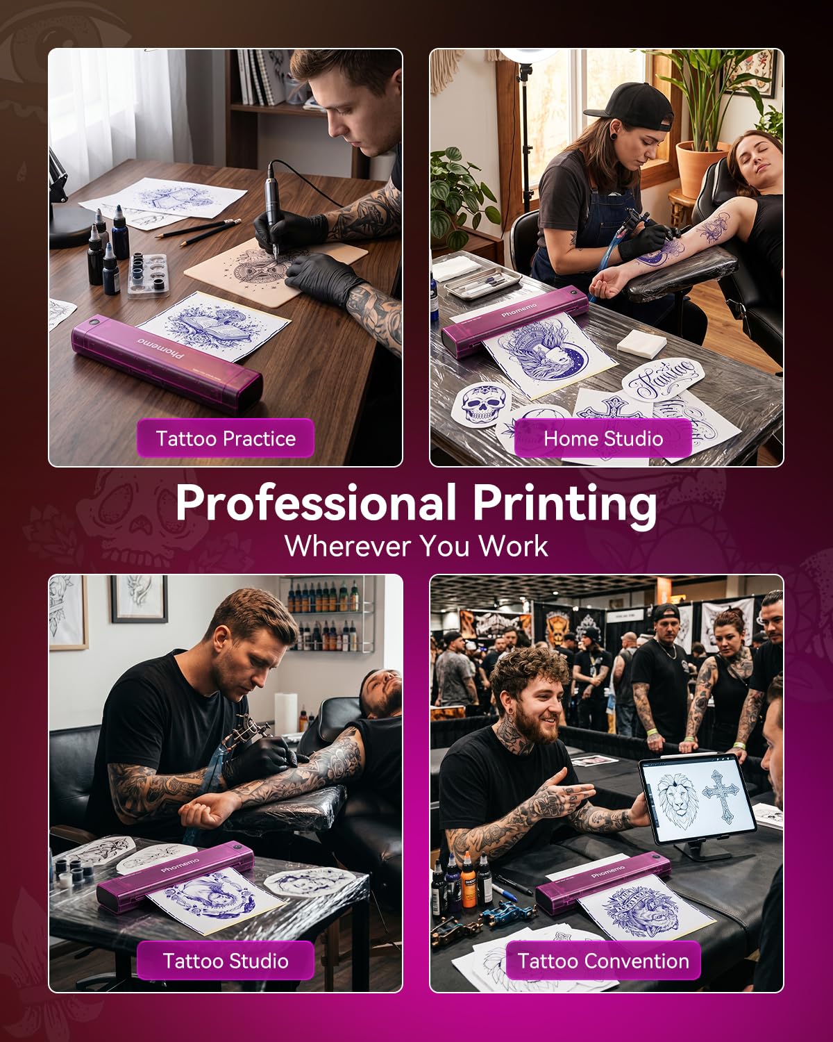 Phomemo M08F Tattoo Stencil Printer Bluetooth Wireless - Phomemo Official Imagery - 8