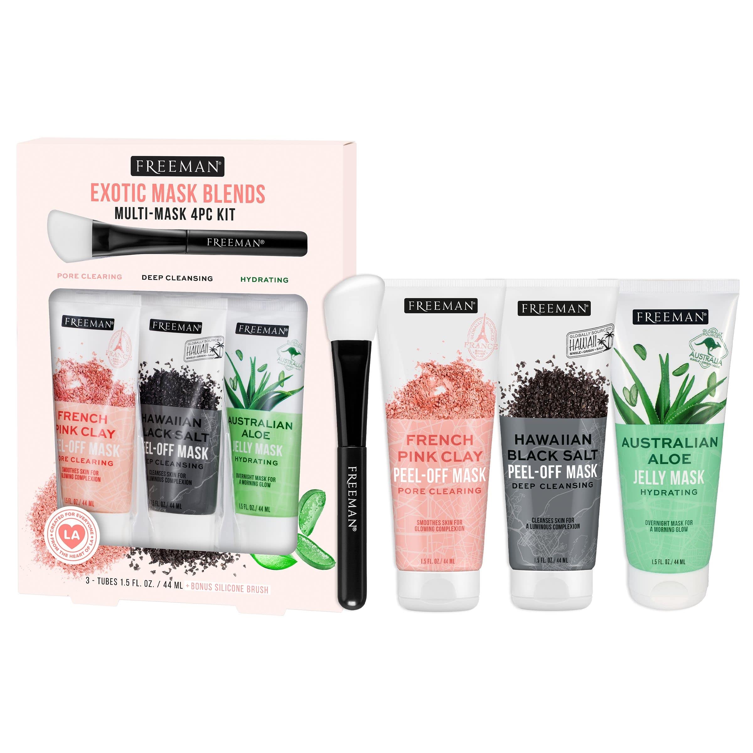 Freeman Exotic Blends Facial Mask 4 Piece Set, Peel-Off & Jelly - Product Imagery