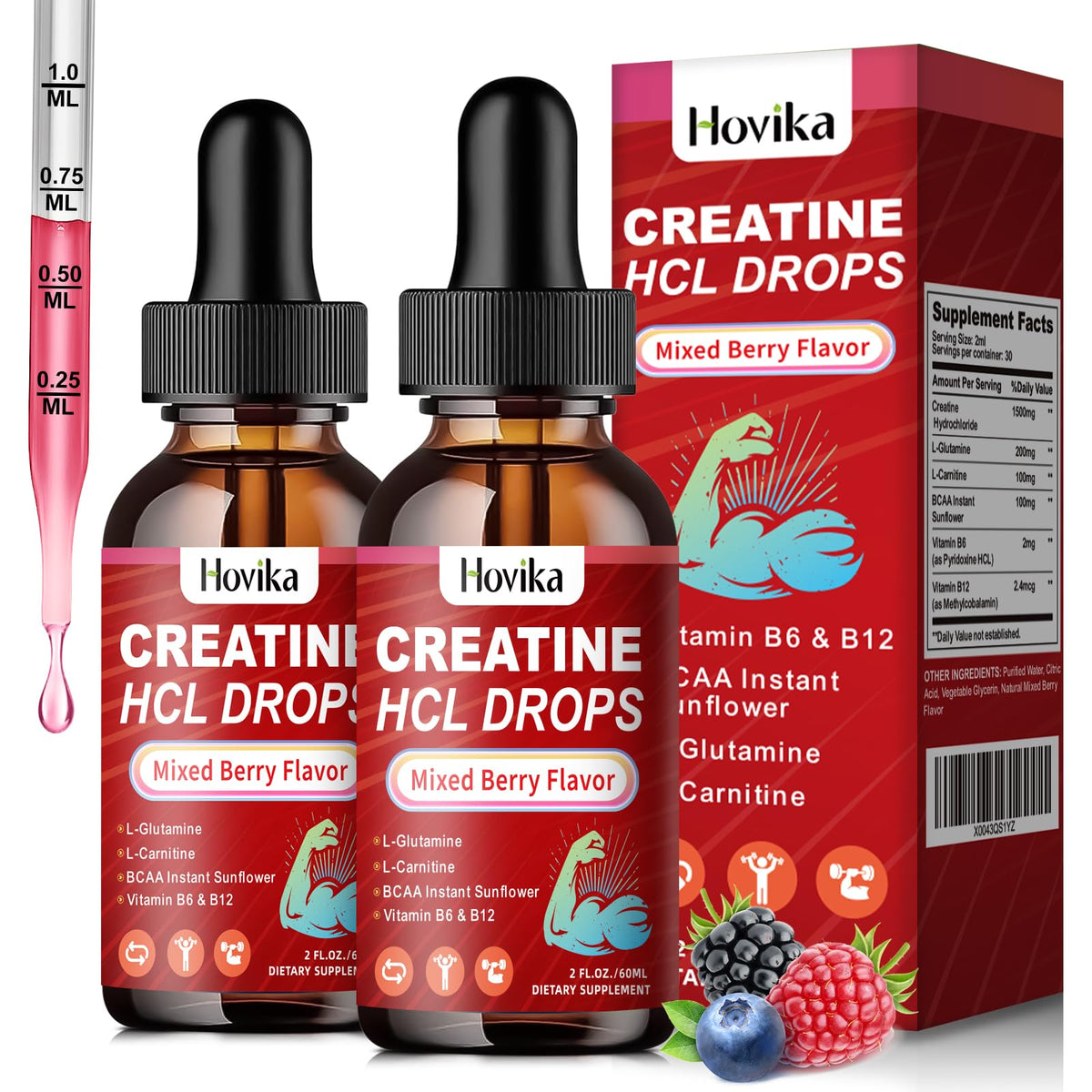 Creatine HCL Liquid Drops for Men Women Creatine - Hovika Official Imagery - 1