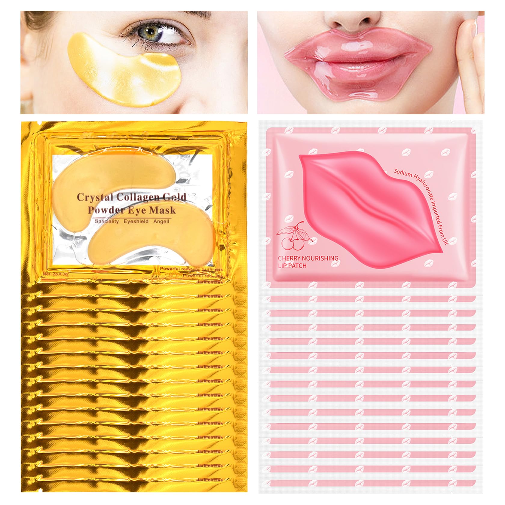30PCS Lip Mask & Under Eye Patches Skincare Set,Moisturizing - Product Imagery