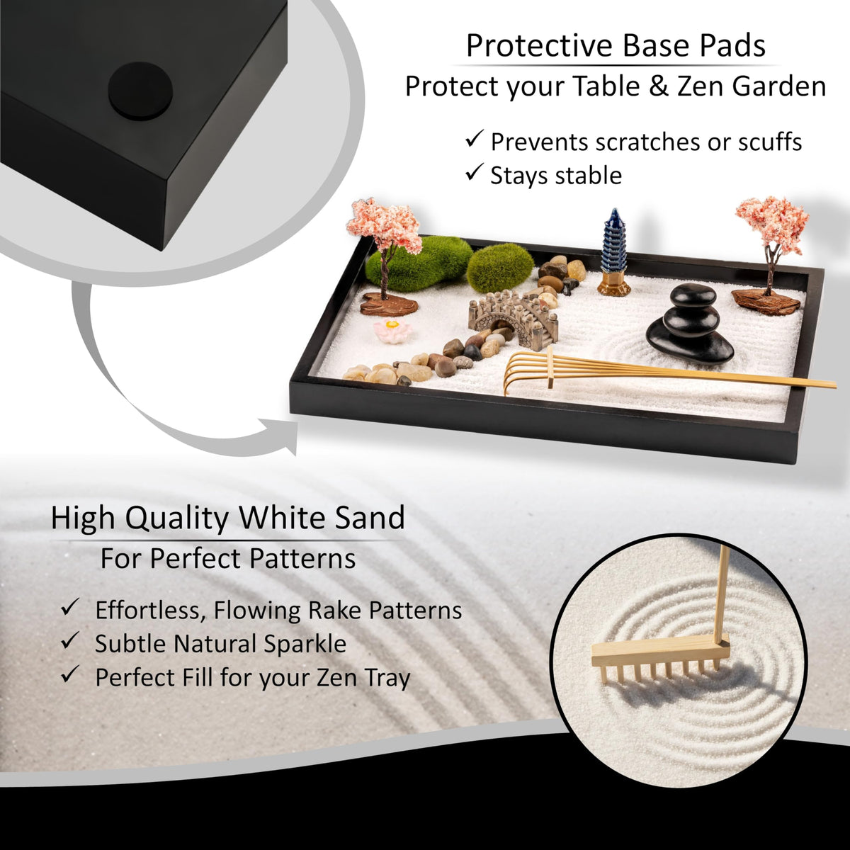 Zen Garden Kit for Desk Mini Zen Garden 11x8in Decor - Island Falls Home Official Imagery - 6