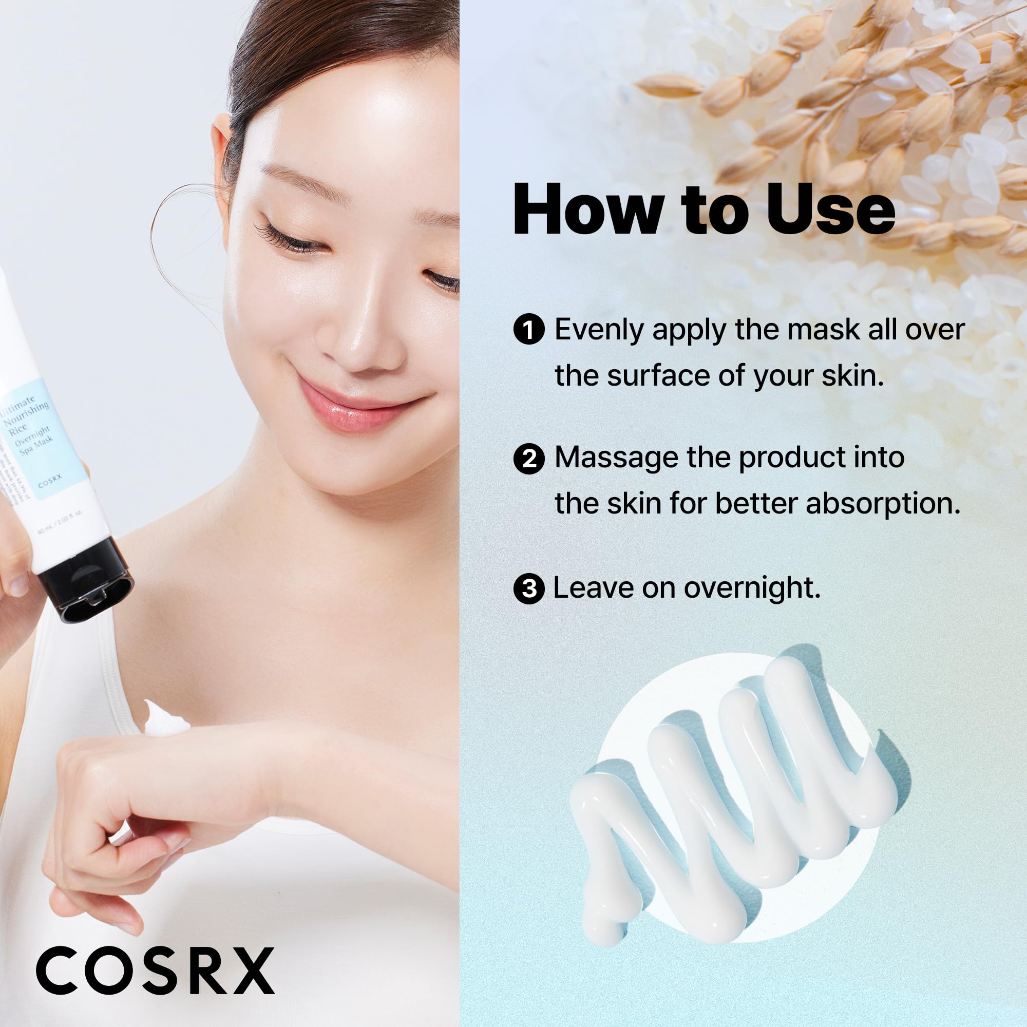COSRX Ultimate Nourishing Rice Overnight Spa Mask, Niacinamide, - COSRX