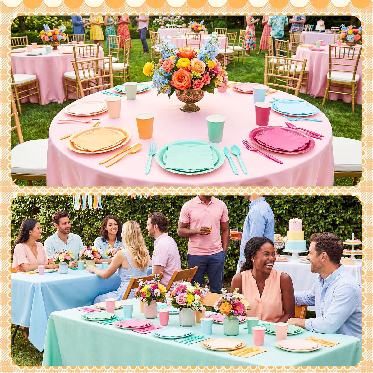 Zhehao 175 Pcs Candy Colors Party Plates Cups Napkins Set - Zhehao Official Imagery - 7