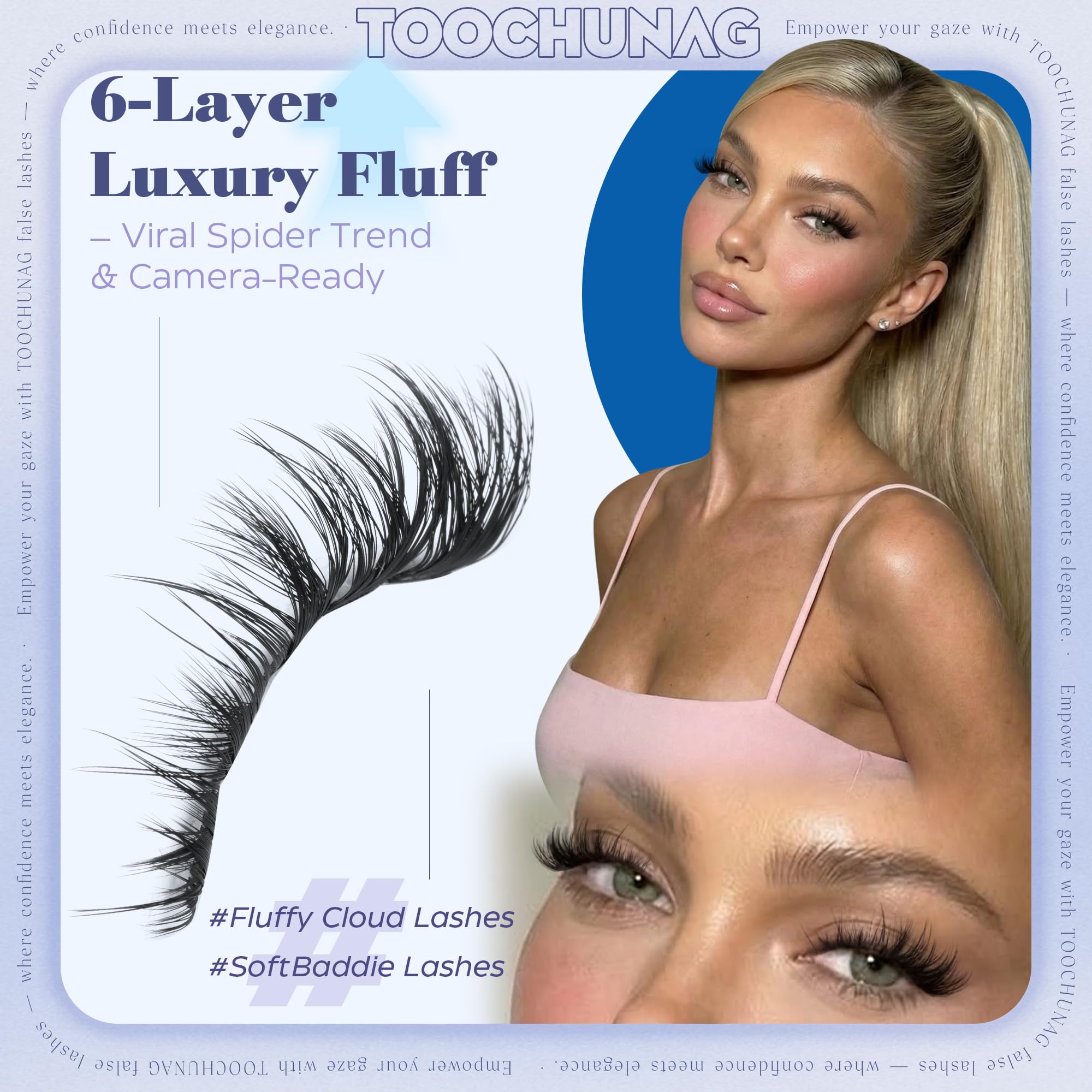 TOOCHUNAG Fluffy Lash Clusters Wispy Eyelash Clusters D Curl