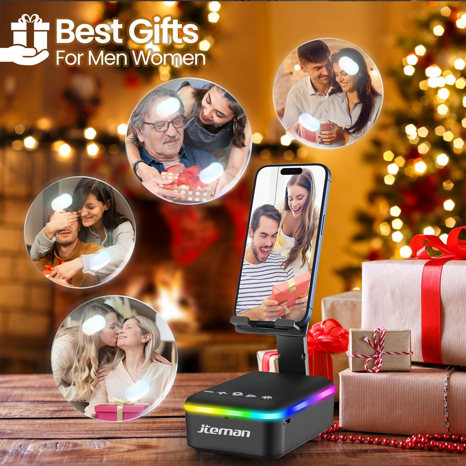 JTEMAN Gifts for Men Women,Cell Phone Stand with Bluetooth Speake by JTEMAN - Angle View 8