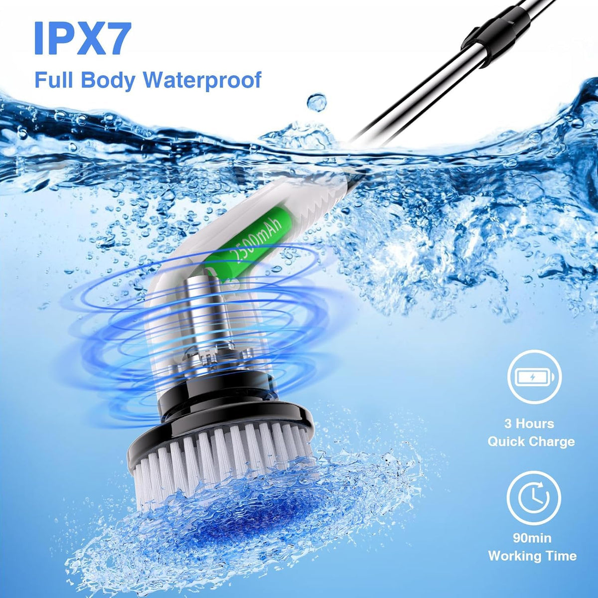 Electric Spin Scrubber Full Body Waterproof Cordless - Bamifun Official Imagery - 3