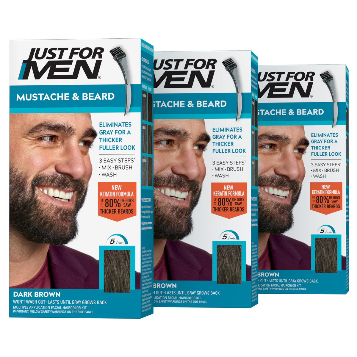 JUST FOR MEN Mustache Beard Dye Keratin Dark Brown M 45 - Just for Men Official Imagery - 2