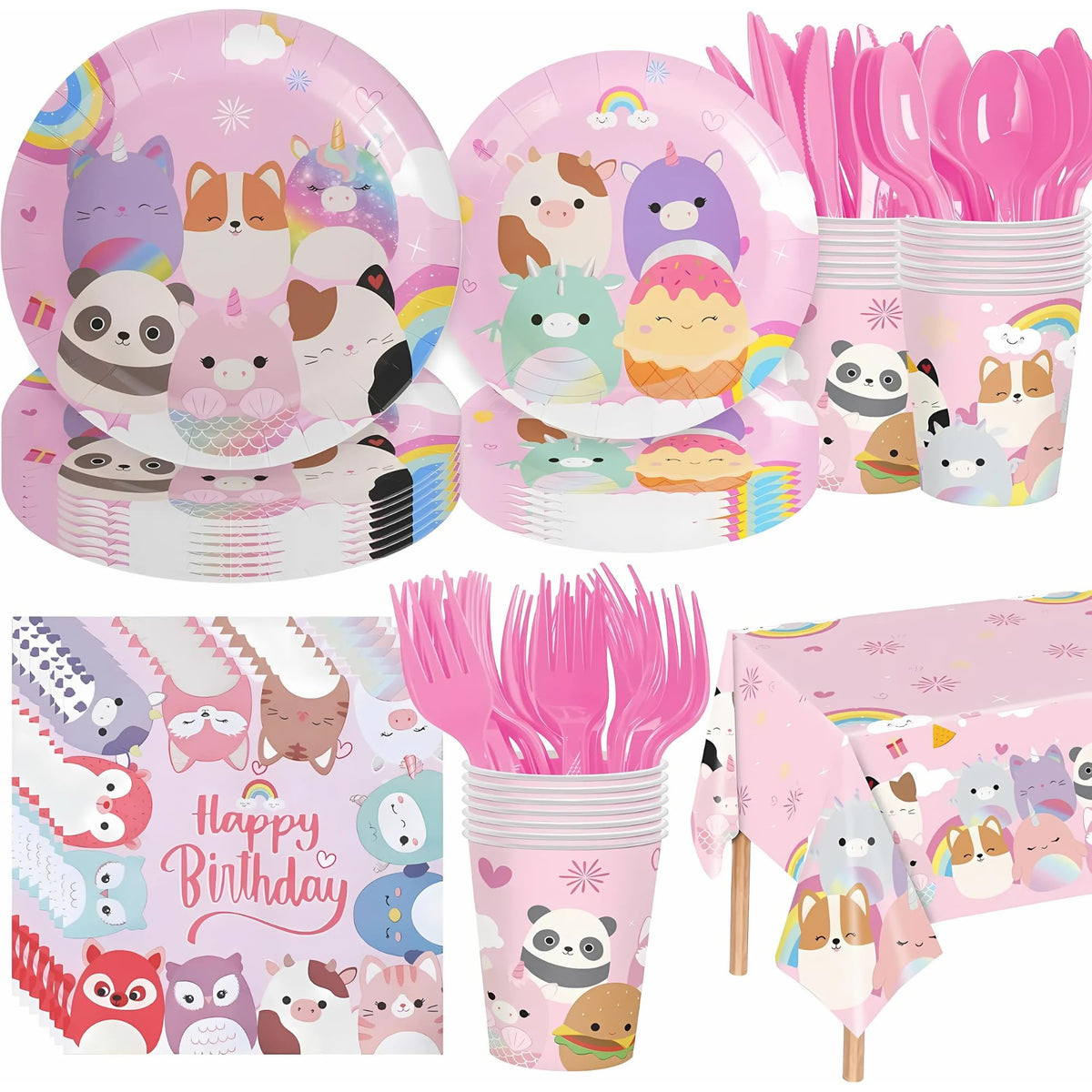 Cute Animals Birthday Decorations Kids Party Supplies with - Partymelon Official Imagery - 1