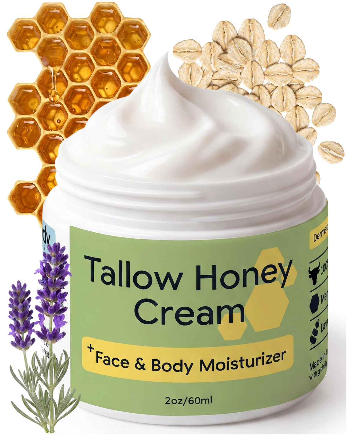 Clearbody Organics 2oz Grass Fed Beef Tallow and Honey Face - Clearbody Organics Official Imagery - 2