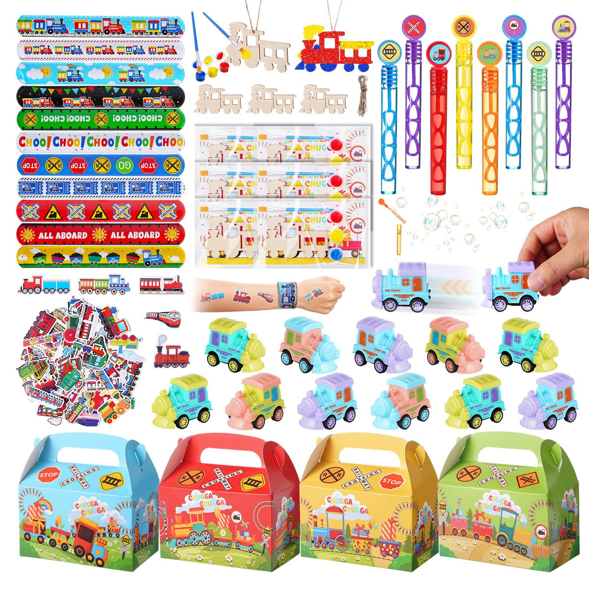 122Pcs Train Party Favors Birthday Themed Party Decoration - Vanblue Official Imagery - 2