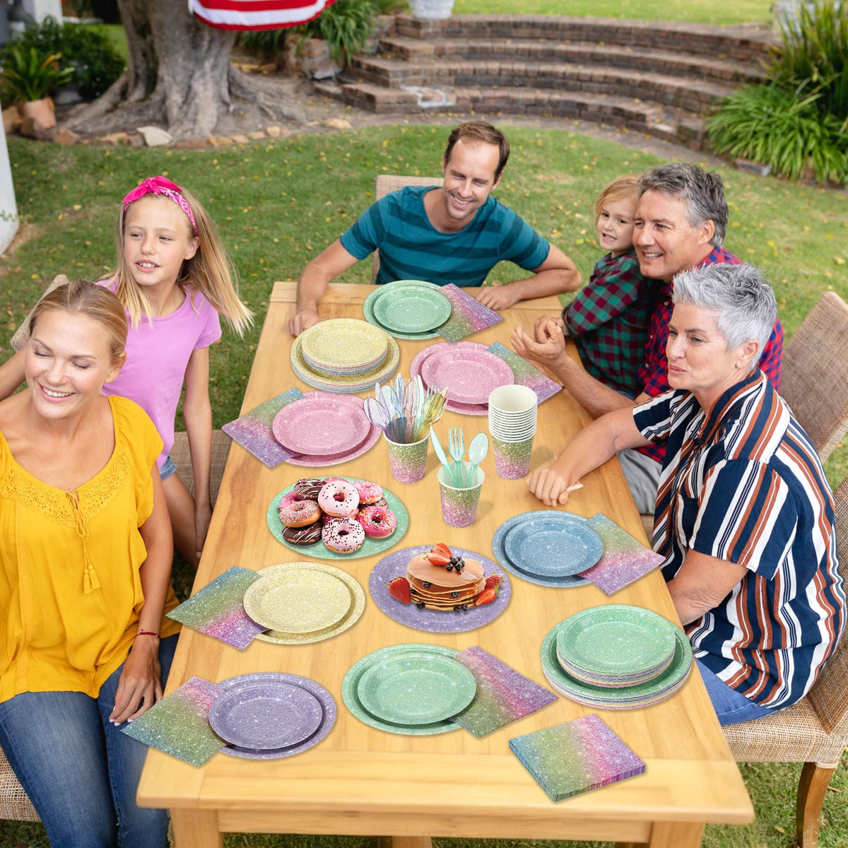 Hushee 175 Pcs 25 Guests Pastel Rainbow Paper Party Plates - Hushee Official Imagery - 8