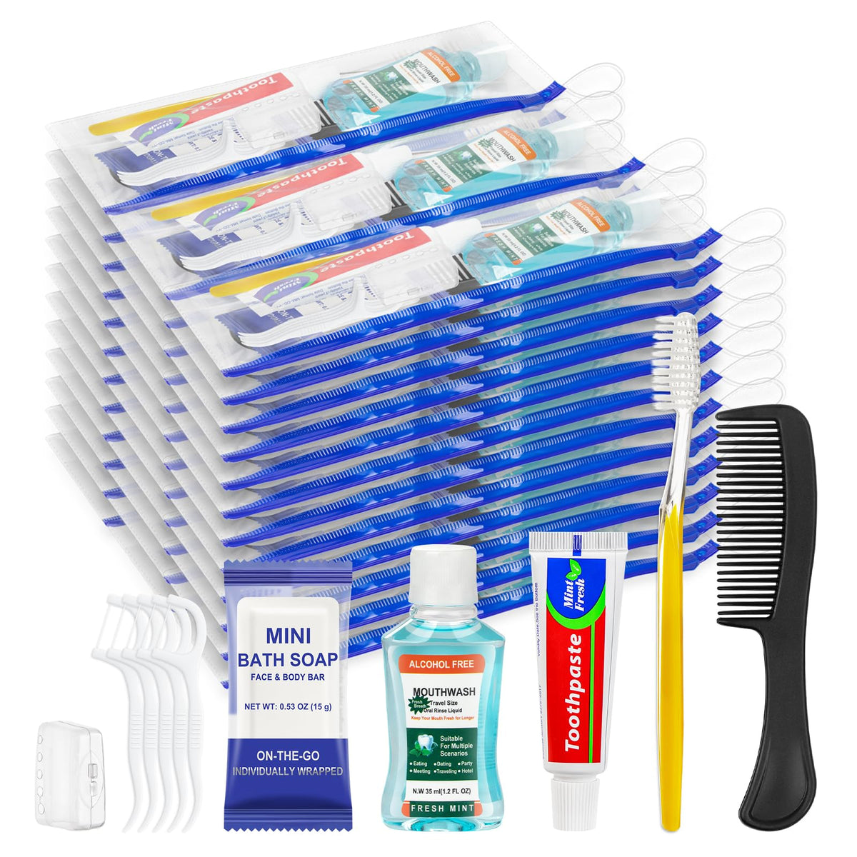 Personal Hygiene Kit Bulk 50 Pack Yellow Basic Travel - Xuezoioy Official Imagery - 2