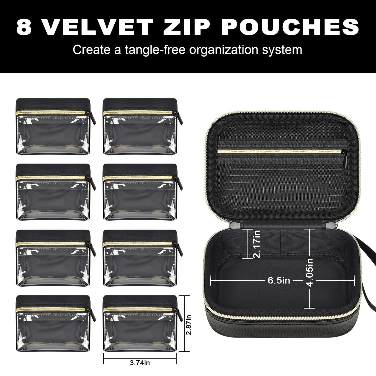 Fireproof Travel Jewelry Case with 8 Velvet Pouches - Cragtek Official Imagery - 3