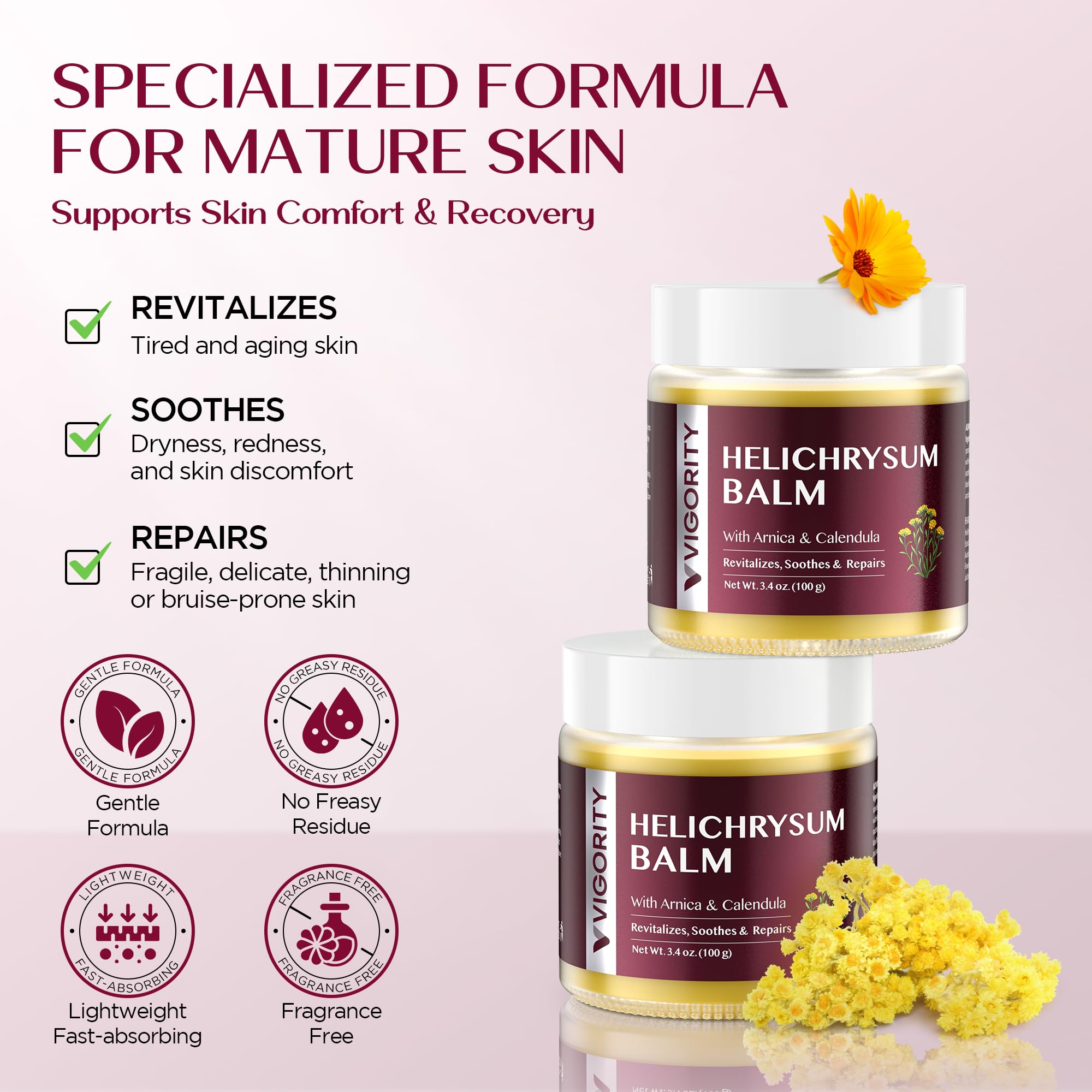 Vigority Helichrysum Balm Soothes Repairs Restorative Arnica - Vigority Official Imagery - 3