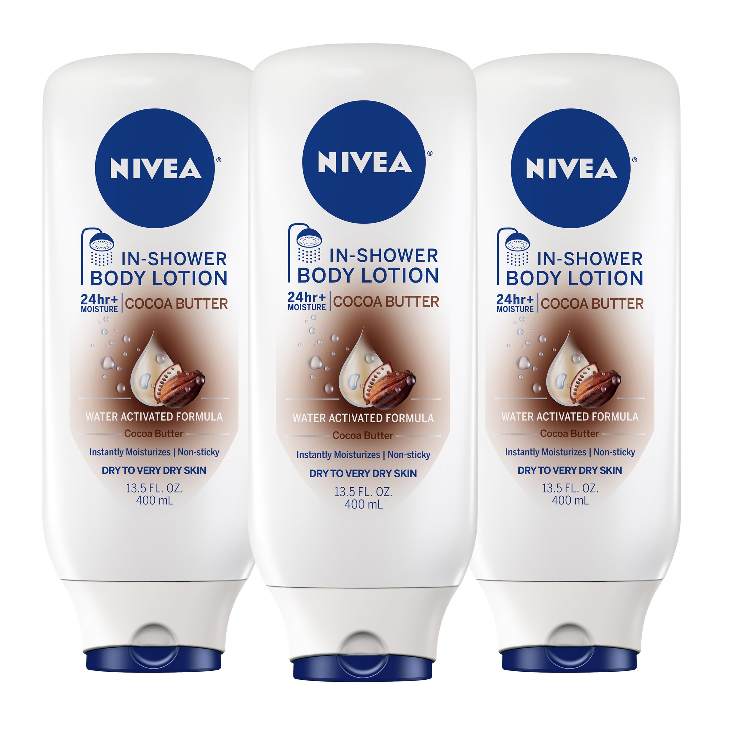 NIVEA Nourishing In Shower Body Lotion, Cocoa Butter, Multi, 3 x - Product Imagery