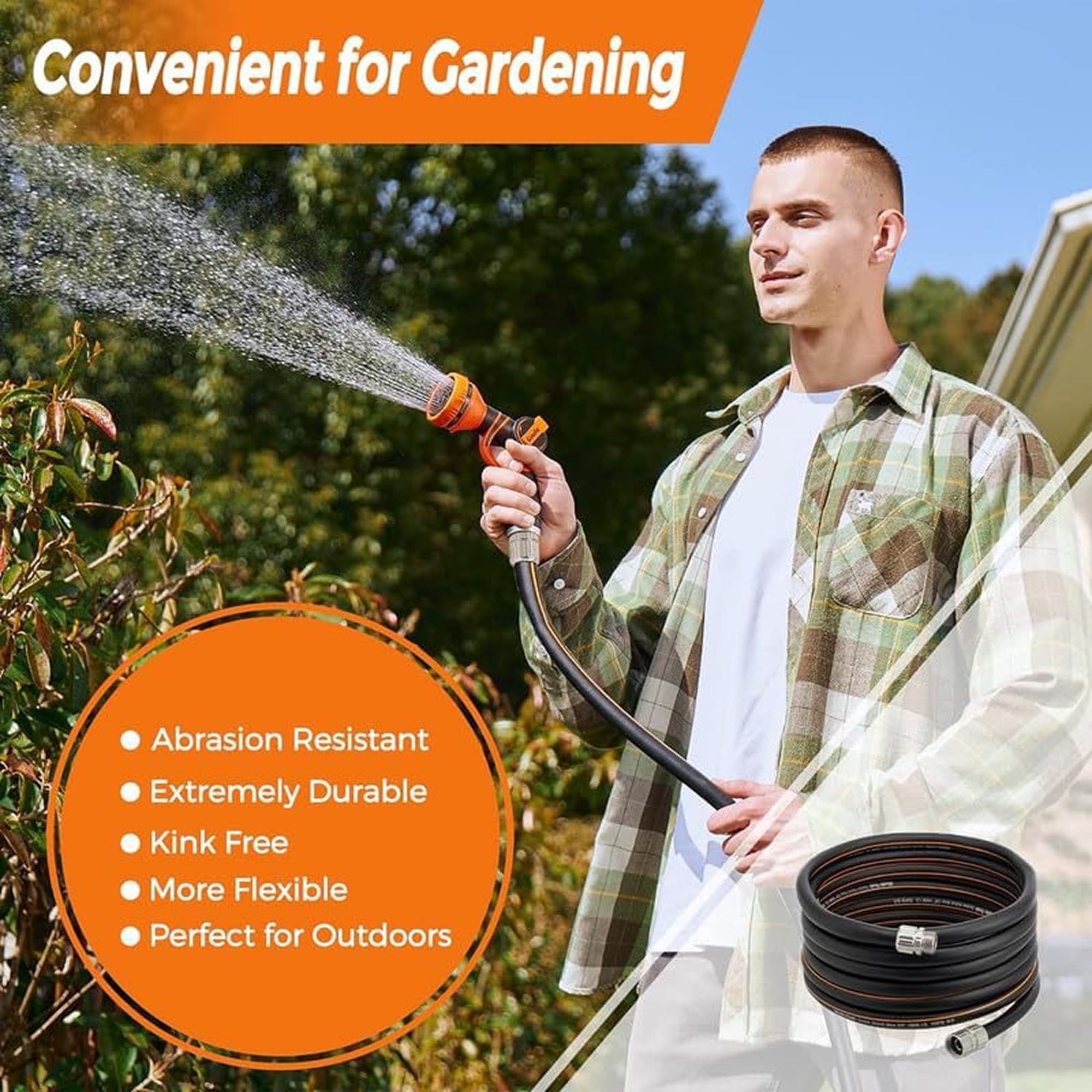 Giraffe Tools Garden Hose 5/8", 100ft Lightweight Hybrid Hose - Giraffe Tools Official Product View 7
