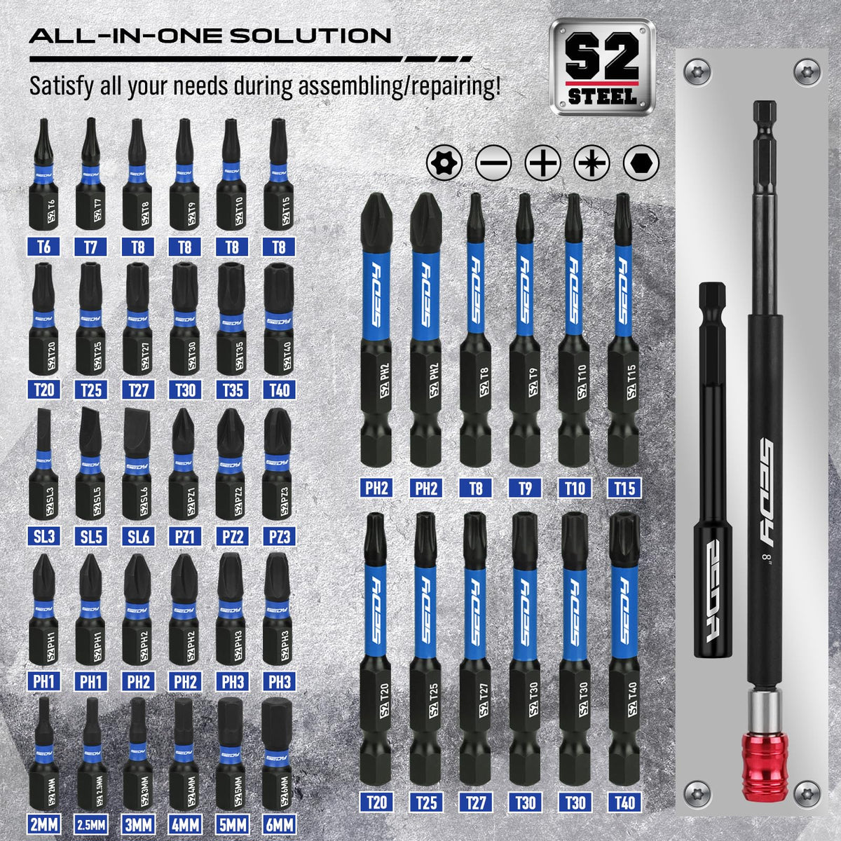 80 Piece Premium Magnetic Impact Nut Driver Set Metric SAE - SEDY Official Imagery - 4