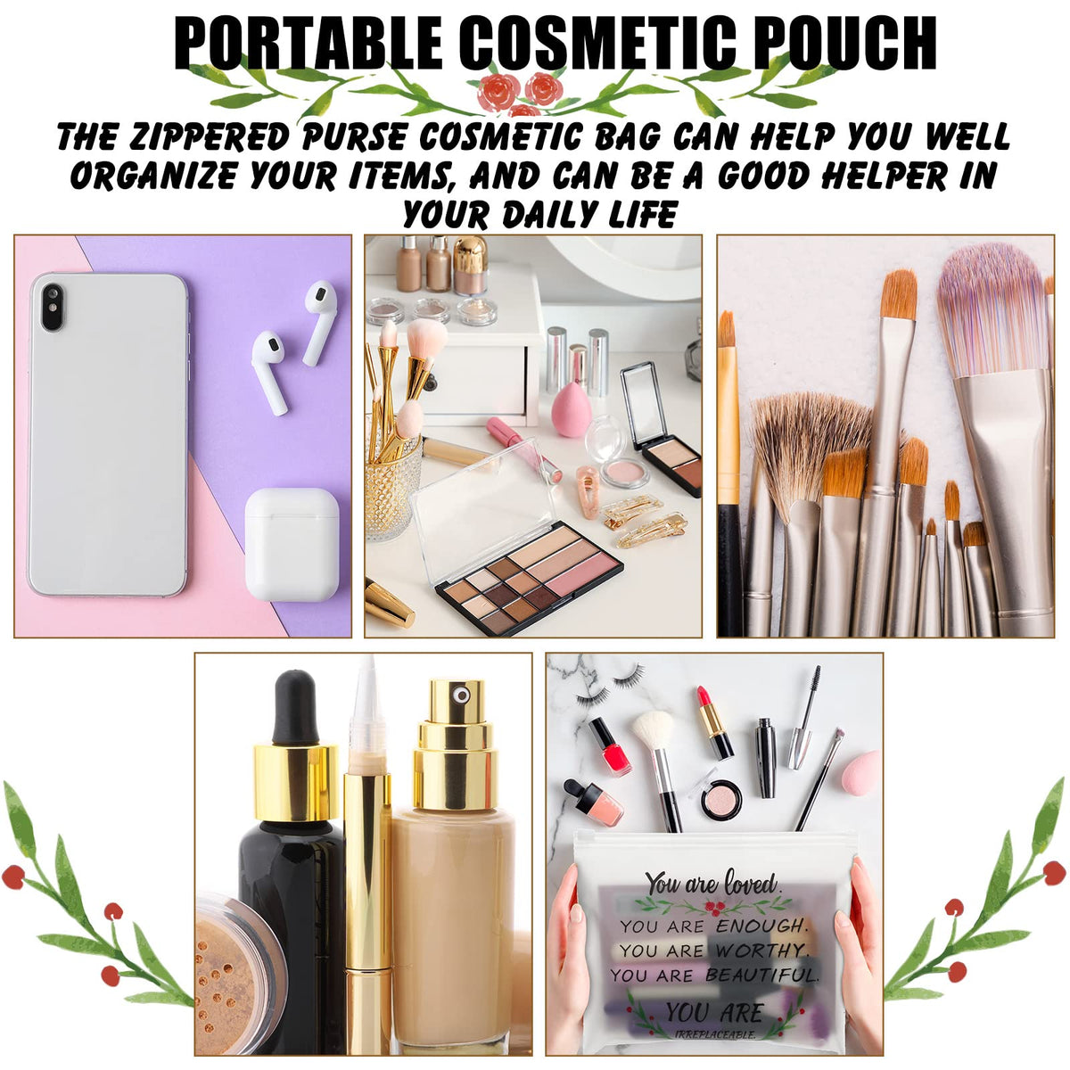 150 Pcs Makeup Bags Inspirational Gifts Bulk for Women Fresh - Sweetude Official Imagery - 5