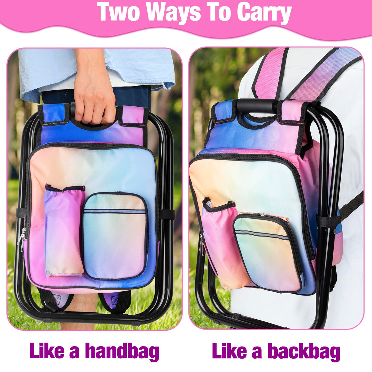 Backpack Stool Cooler Chair Heavy Duty 300 LBS Max Load - Kikerike Official Imagery - 5