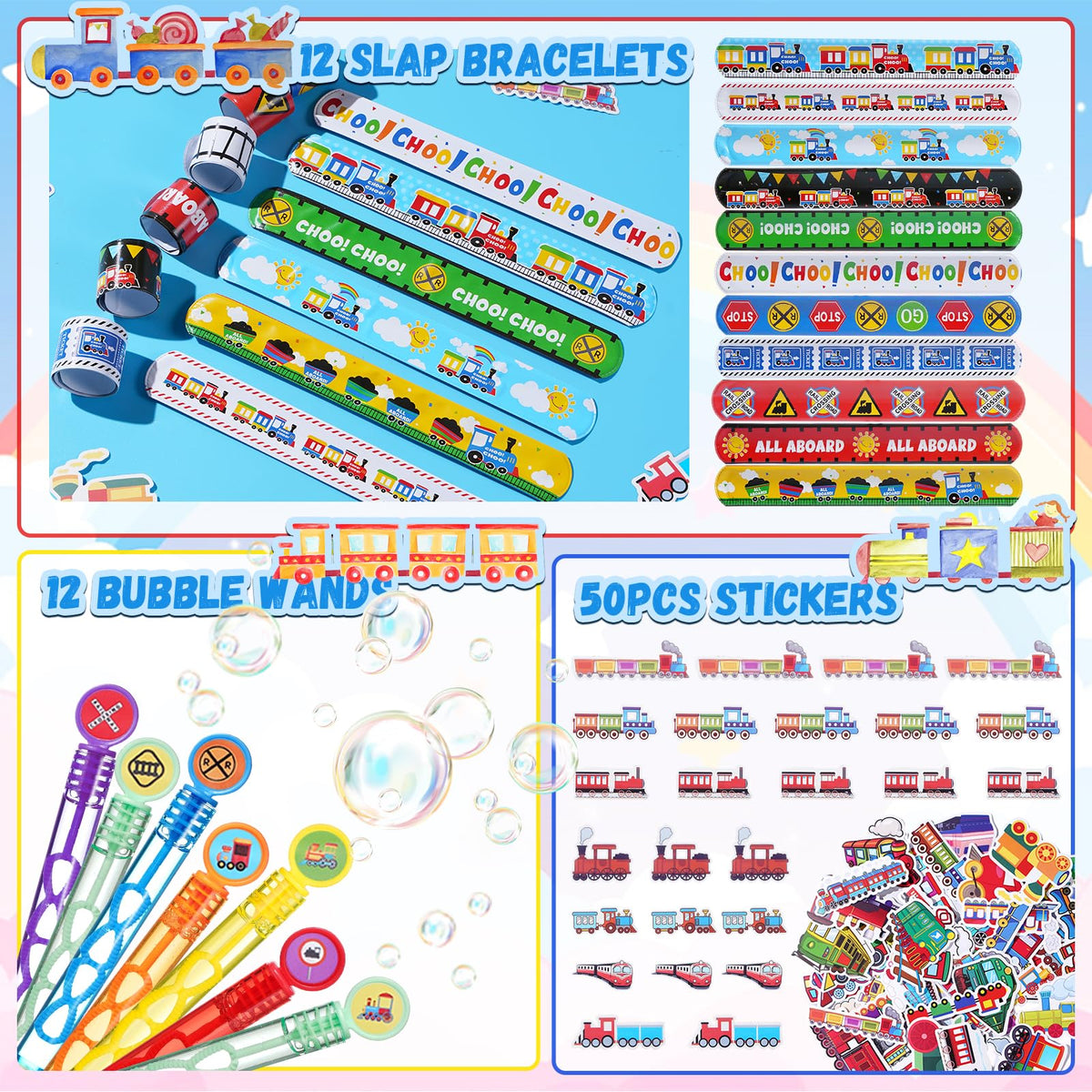 122Pcs Train Party Favors Birthday Themed Party Decoration - Vanblue Official Imagery - 4