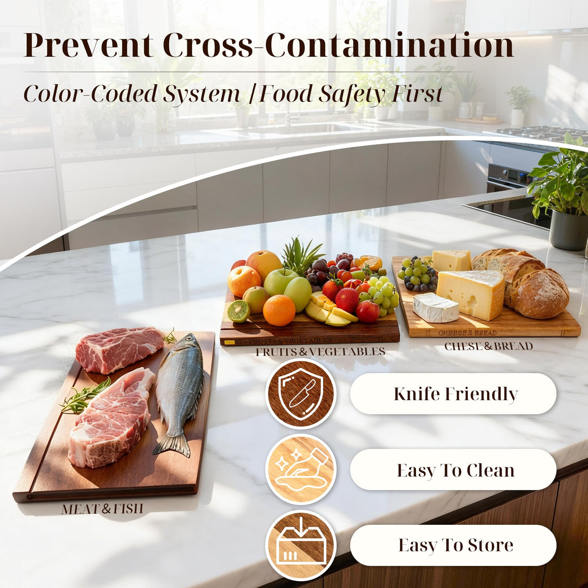 Book Cutting Board Set with Wooden Stand for Home Cooks - Wnfou Official Imagery - 8