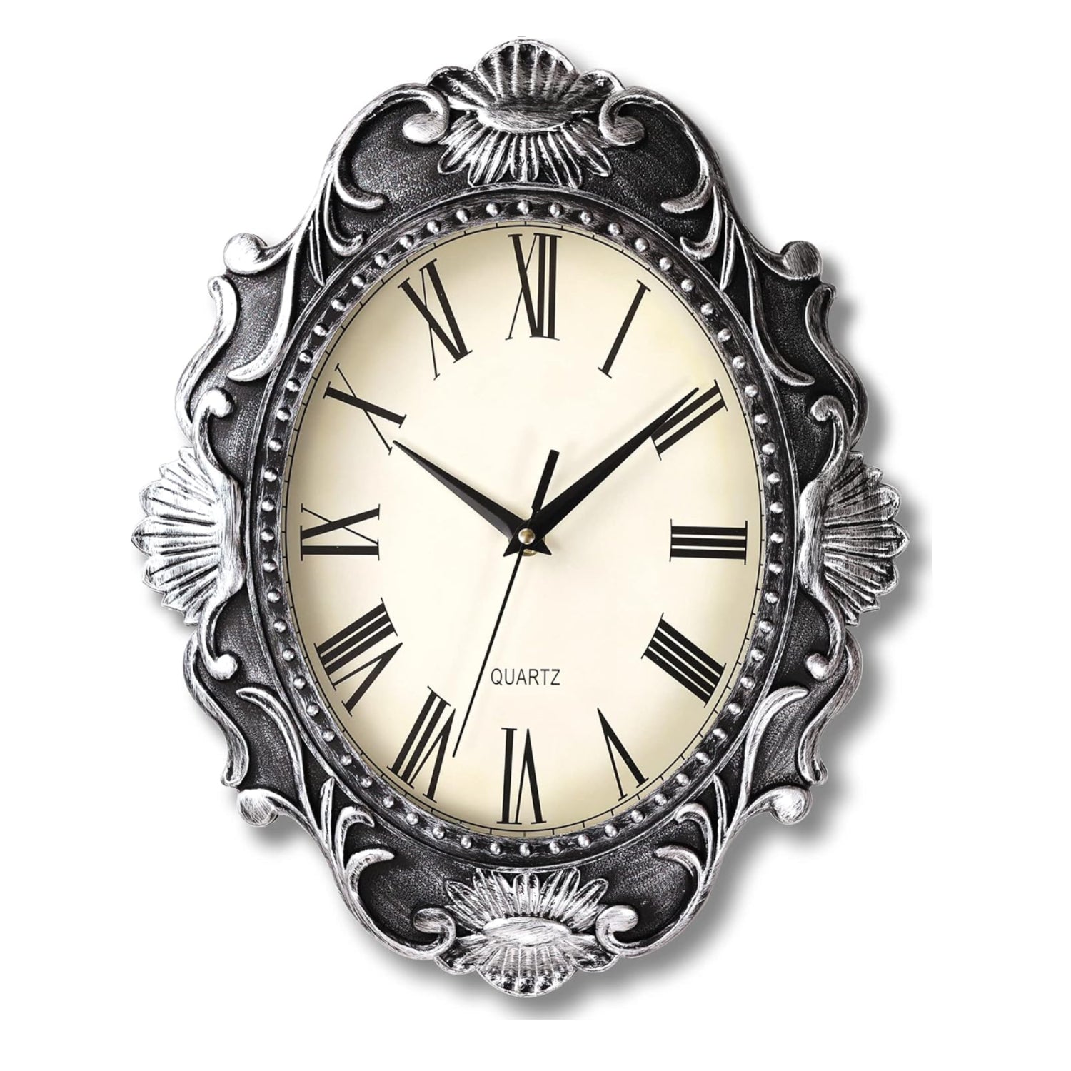 AYRELY® 14-inch oval rustic wall clock with battery-operated mechanism, featuring vintage country-style design.