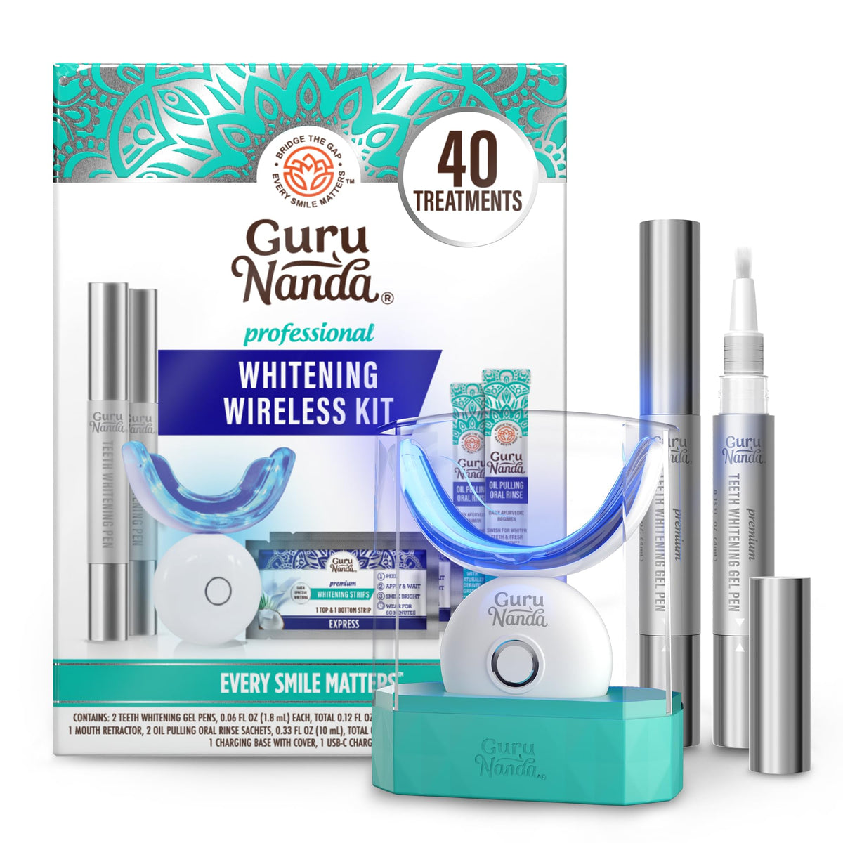 GuruNanda Professional Teeth Whitening Wireless Kit with LED - GuruNanda Official Imagery - 6