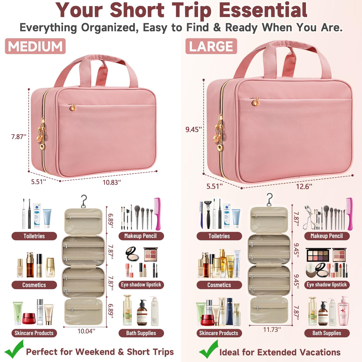 Travel Toiletry Bag for Women Hanging Makeup Organizer Clear - Voyree Official Product Imagery - 4