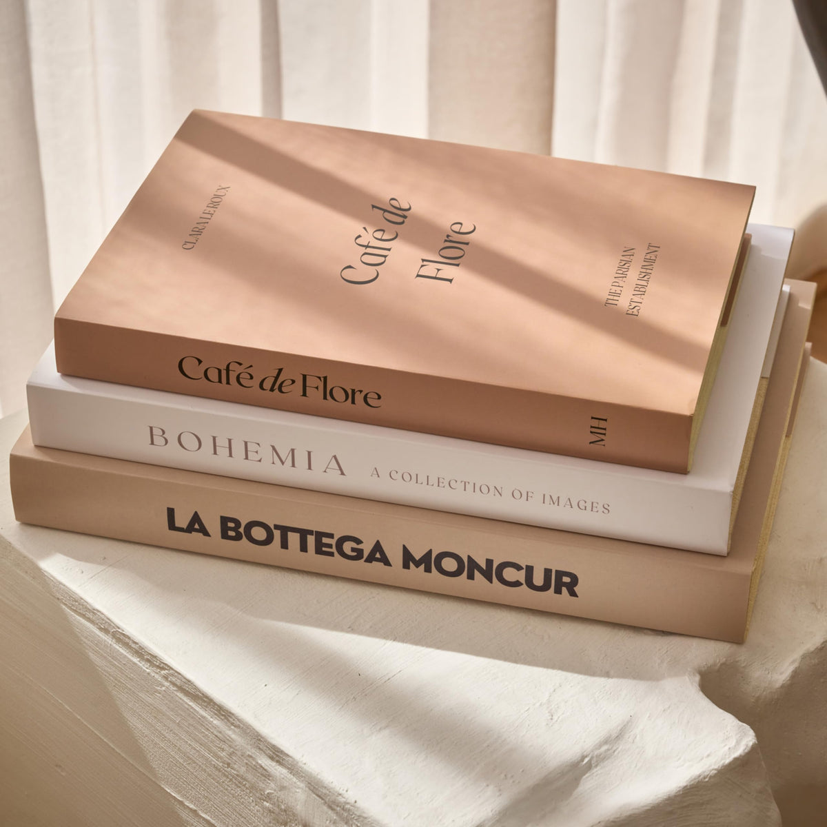 Decorative Coffee Table Books Set of 3 Beige Neutral Tones - Moncur Home Official Imagery - 1