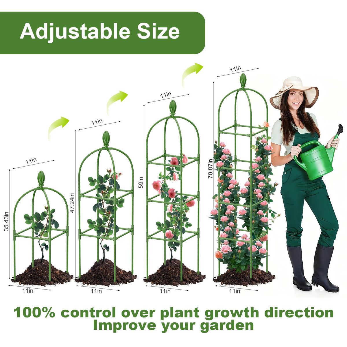 2 Pack Garden Obelisk Trellis 70IN Tall Plant Support for - Laodier Official Imagery - 5