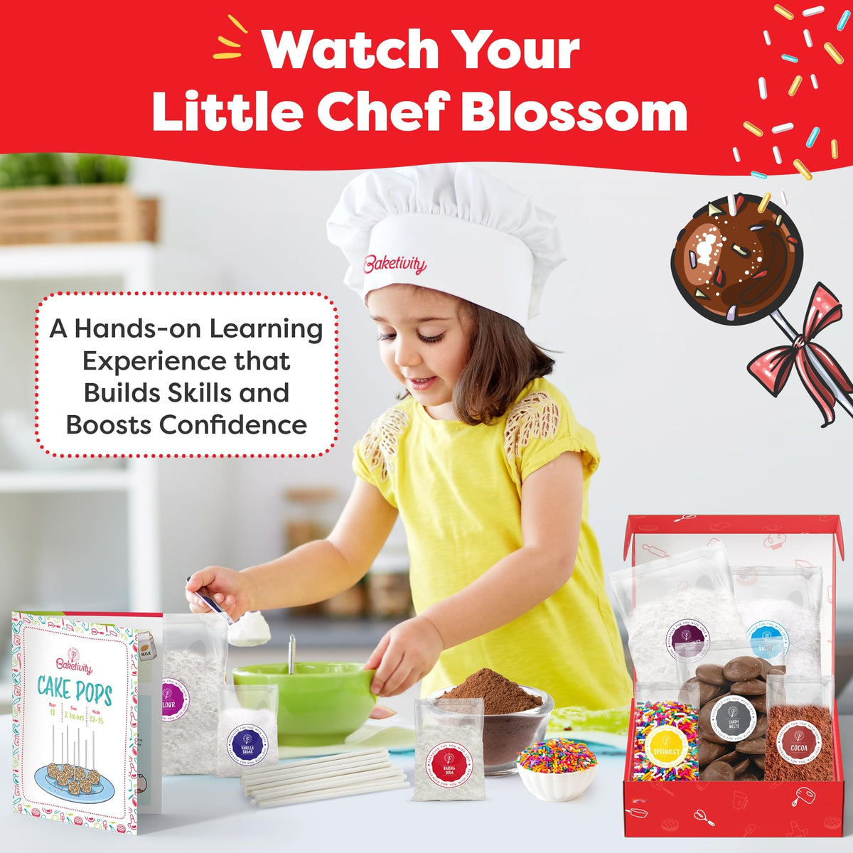 Baketivity DIY Cake Pop Kids Baking Kit with Pre Measured - Baketivity Official Imagery - 5