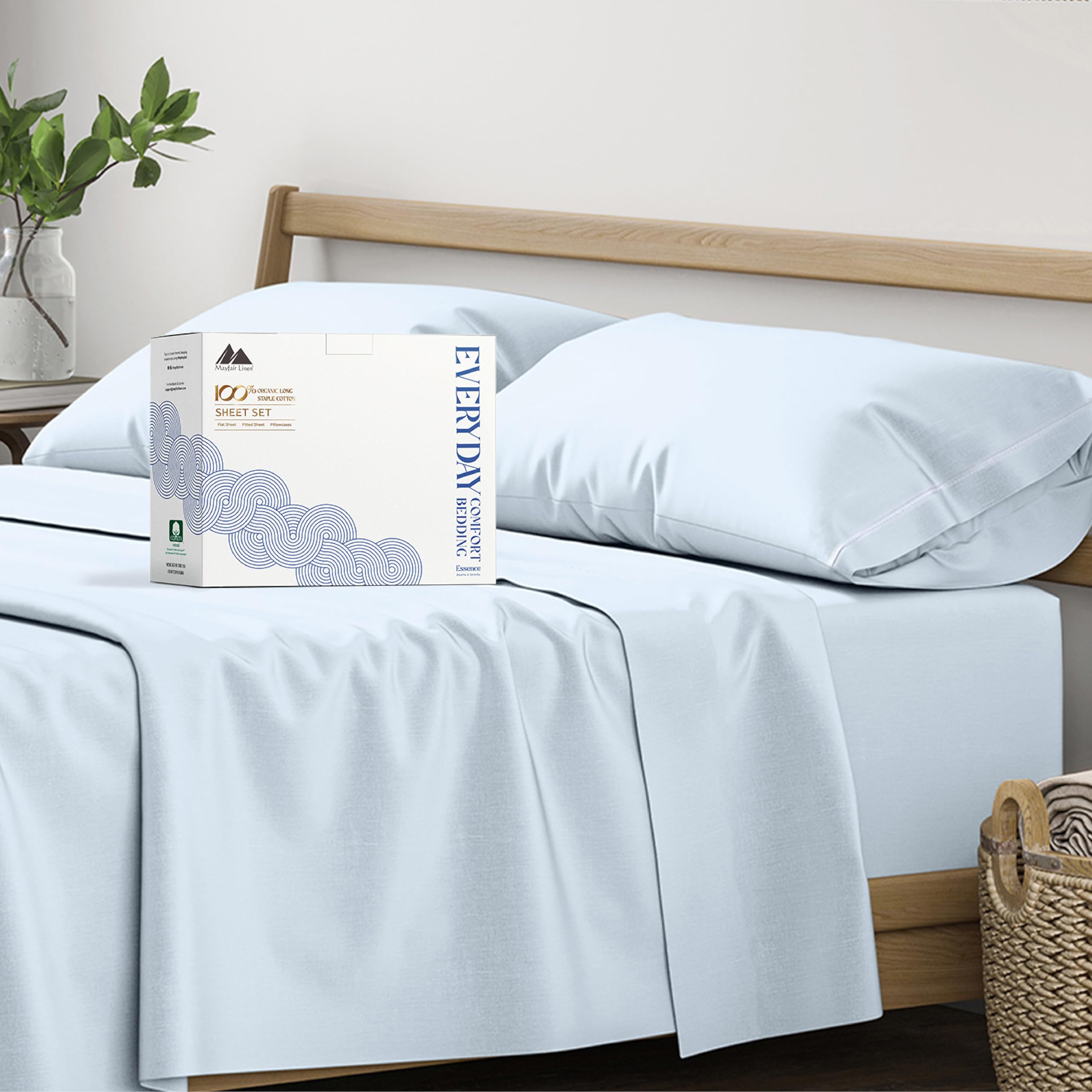 Mayfair Linen 100% Organic Cotton Sheets Queen Size - 4 PC - Product Imagery