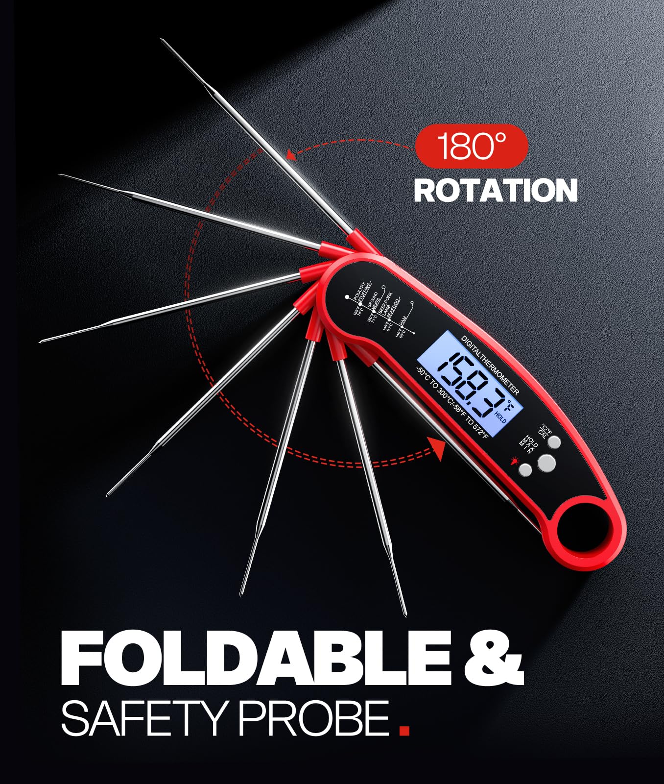 ONFIKY Instant Read Meat Thermometer Digital, 1-2 Sec, Food, Cook by ONFIKY - Angle View 4