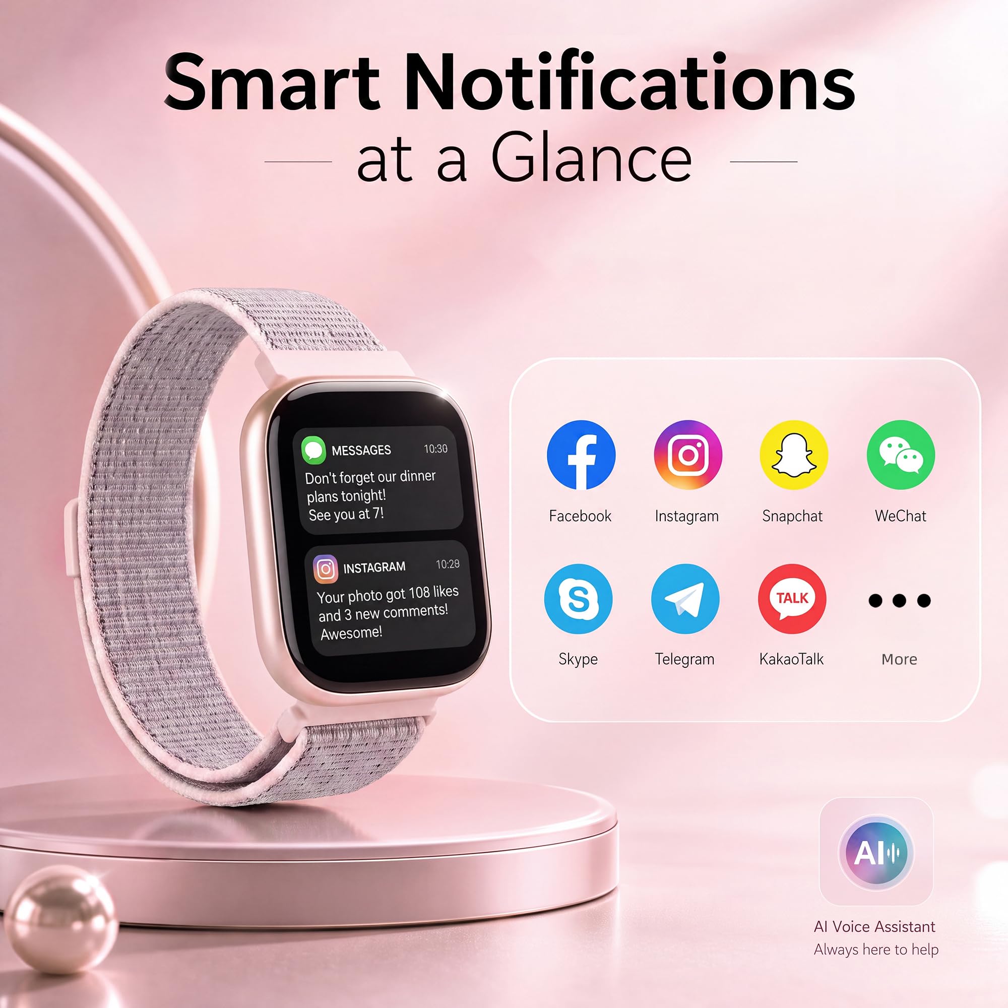 KIPTUMTEK Smart Watch for Women, Bluetooth Answer/Make Calls, 1.83"HD - View 5