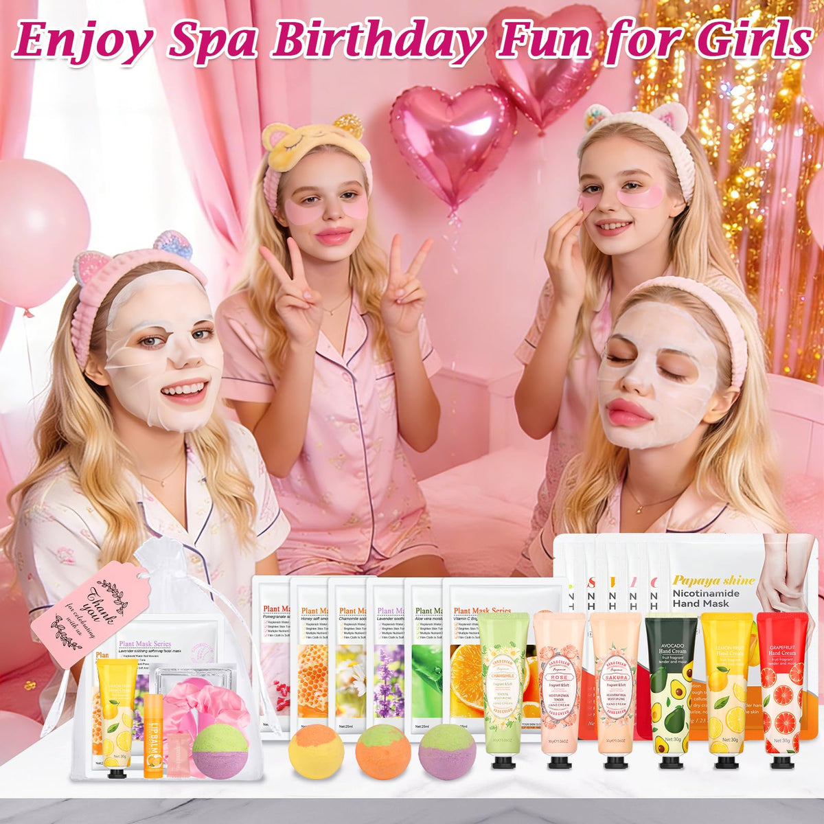 Spa Party Supplies for Girls 66PCS Women Spa Party Favors - Jollidecor Official Imagery - 3