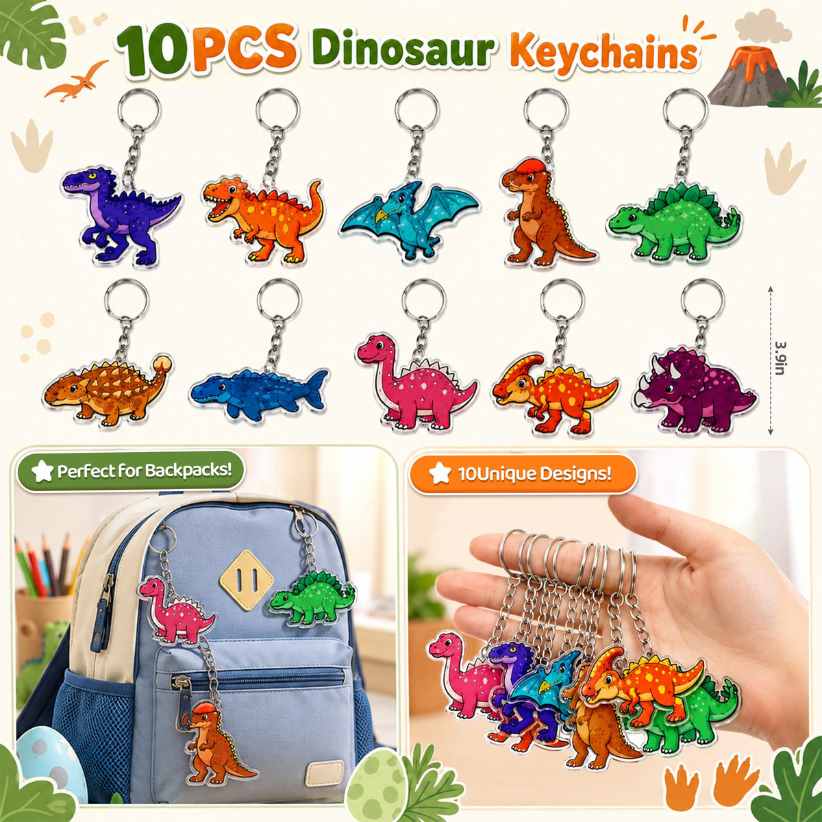SNLN Dinosaur Party Favors for 10 Kids Dino Birthday Goodie - SNLN Official Imagery - 8