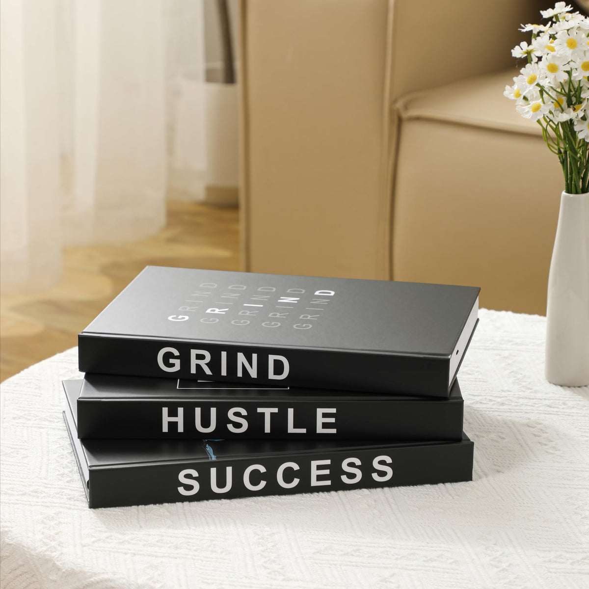 Hardcover Grind Hustle Success Book Decorative Books for - TenXVI Designs Official Imagery - 3