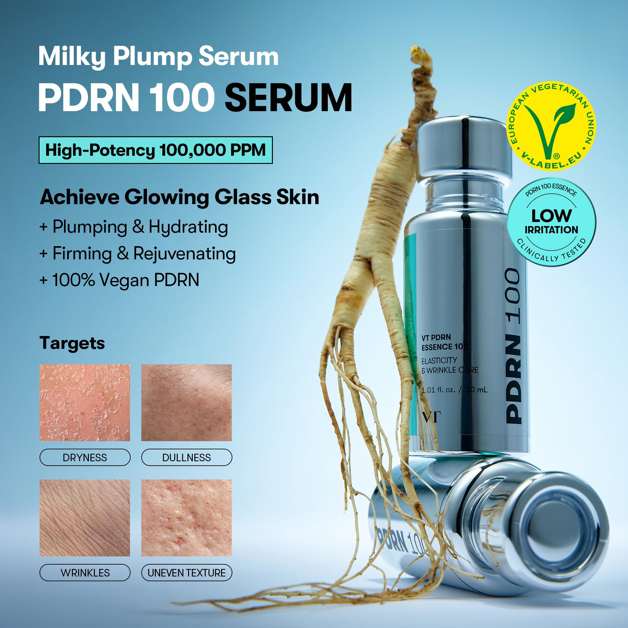 VT COSMETICS PDRN 100 Essence, Intensive Glow Serum, 1.01 fl. Oz - VT COSMETICS Official Product View 3
