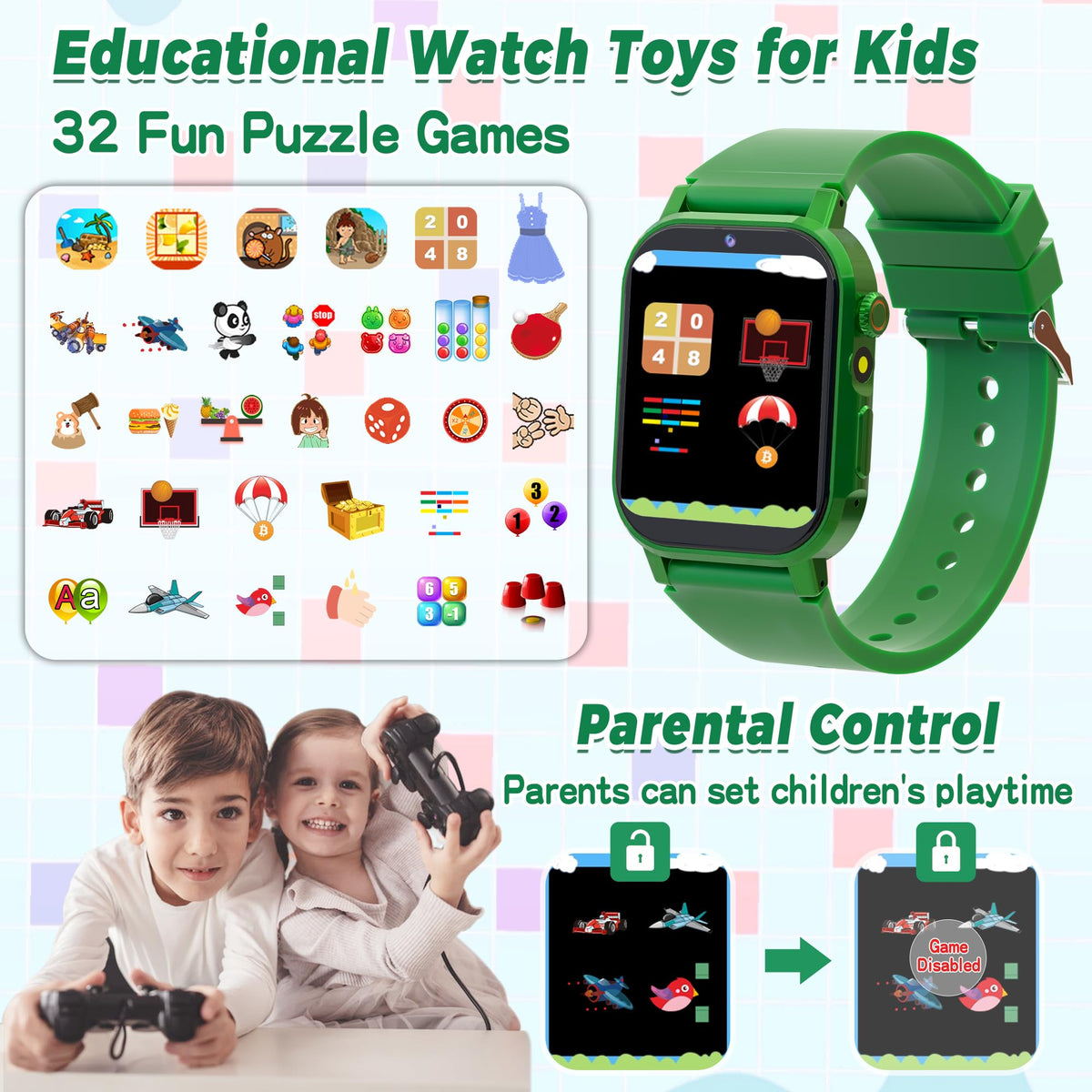 Phyulls Kids Smart Watch with 32 Puzzle Games Video HD - Phyulls Official Imagery - 6