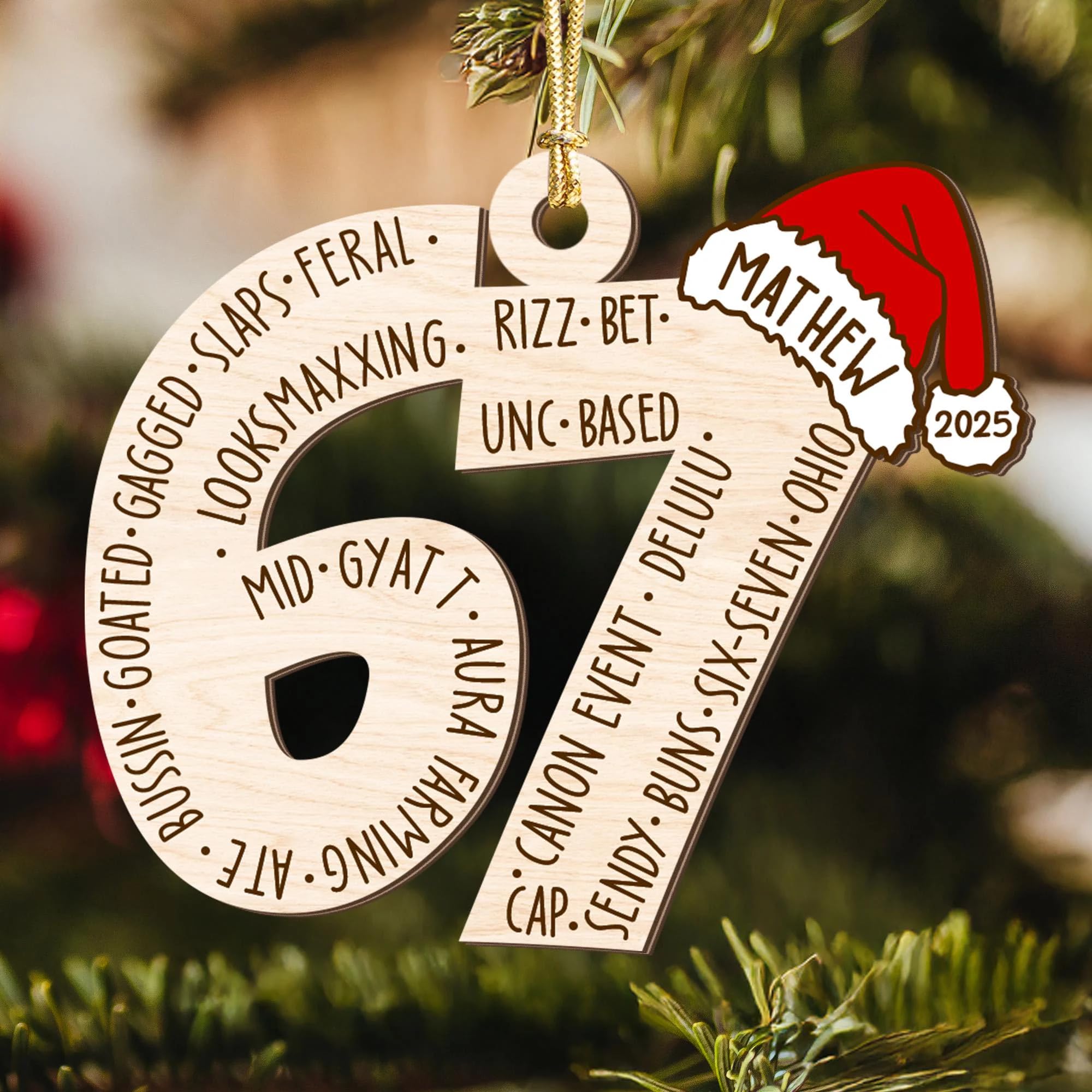 Lallamotion Funny 6 7 Meme Christmas Ornament 2025 – Teen Slang Orname - View 7